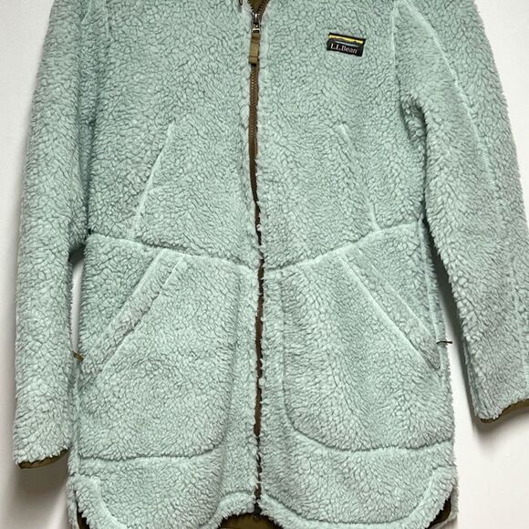 L.L. Bean Women's Mountain Pile Fleece Coat Light Aqua Blue Size M - Picture 6 of 7